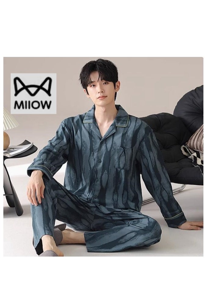 Cotton Pajamas Men's Oversized Loose Long Sleeved High-End Home Suit Set