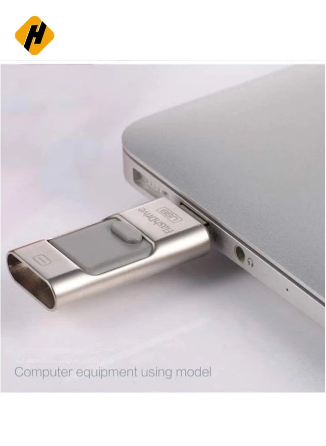 3-In-1 OTG USB 3.0 Memory Stick Pen Drives for iPhone/iPad/Android /PC (256GB, Silver)