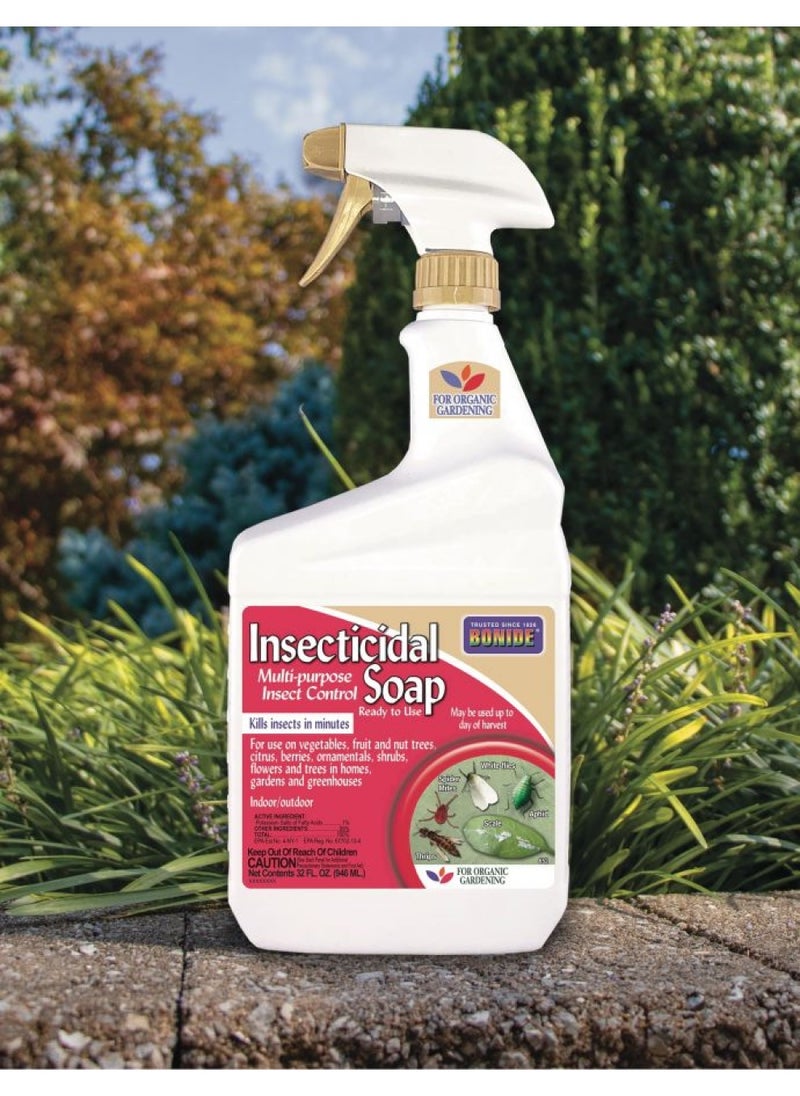 Bonide Insecticidal Soap, 32 oz Ready-to-Use Spray Multi-Purpose Insect Control for Organic Gardening Indoor and Outdoor