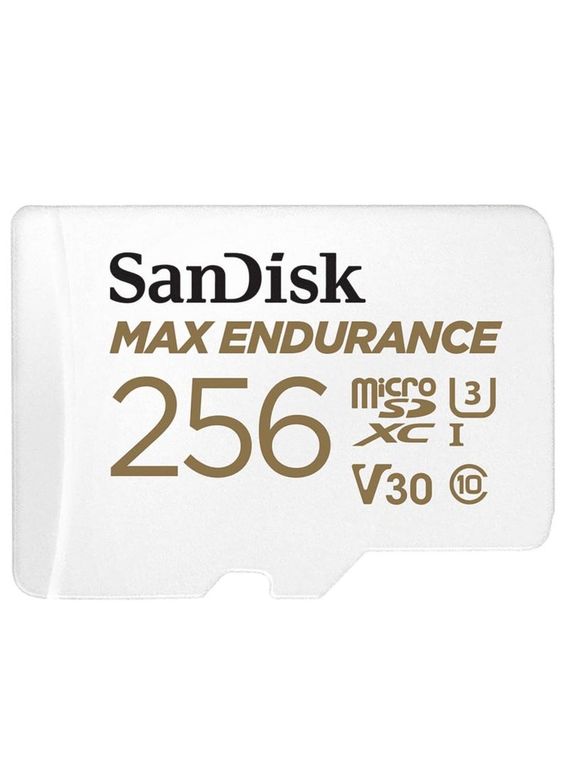 MAX Endurance microSDXC Card with Adapter for Home Security Cameras and Dash cams - C10, U3, V30, 4K UHD, Micro SD Card - SDSQQVR-256G-GN6IA 256 GB