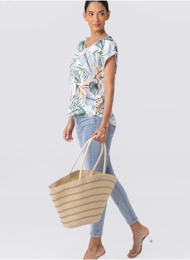 Spacious Straw Beach Tote Bag