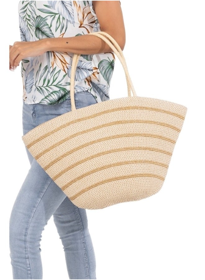 Spacious Straw Beach Tote Bag