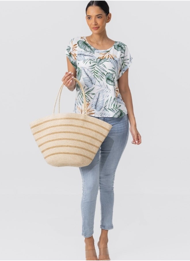 Spacious Straw Beach Tote Bag