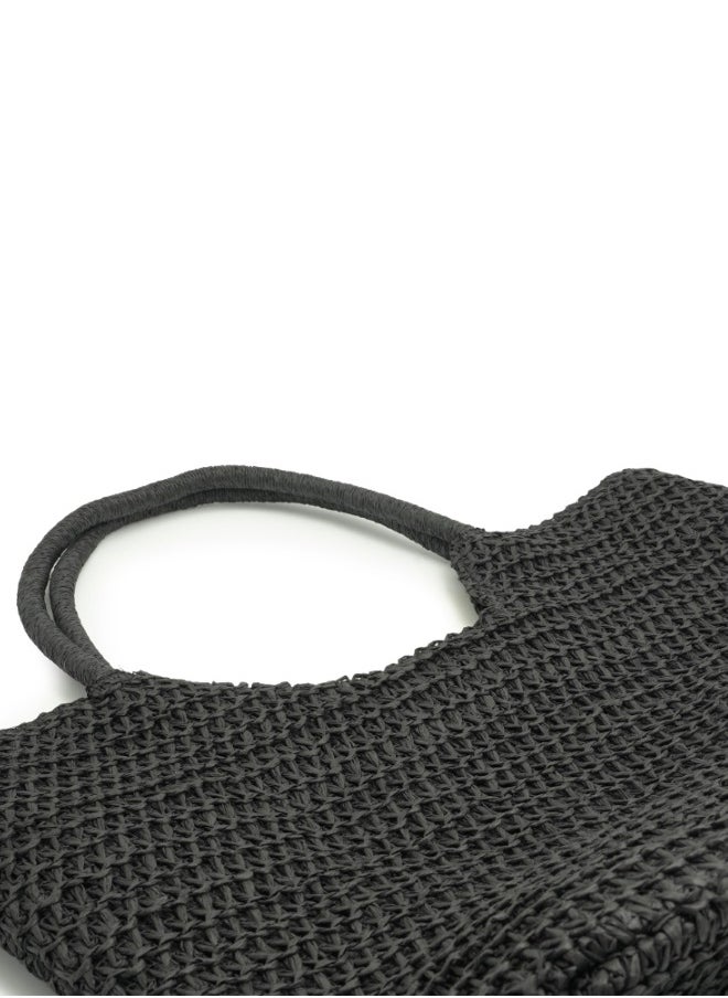 Classic Black Woven Tote Bag