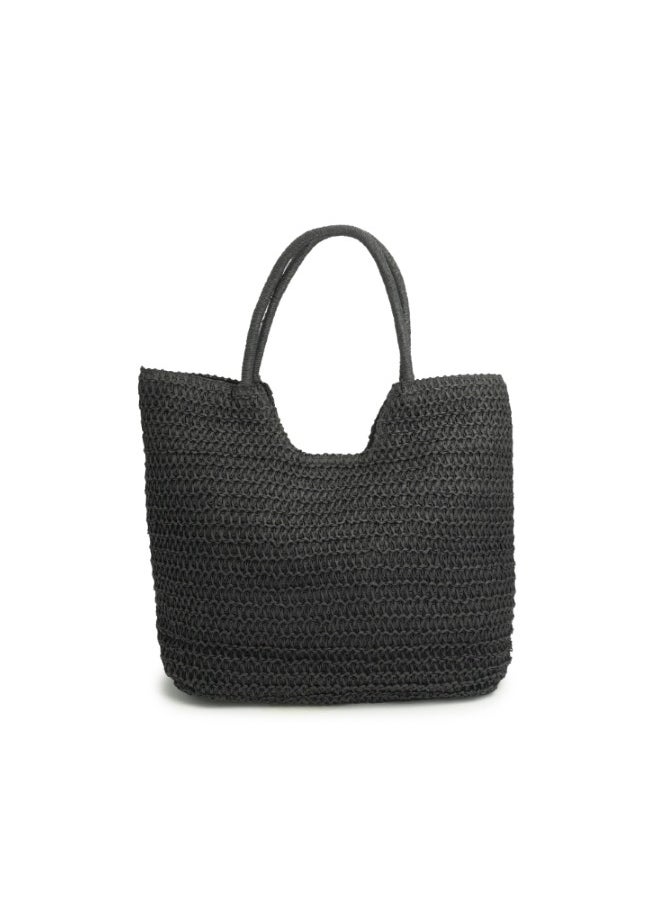 Classic Black Woven Tote Bag