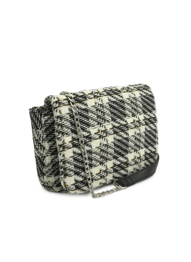 Plaid Chain Strap Crossbody Bag