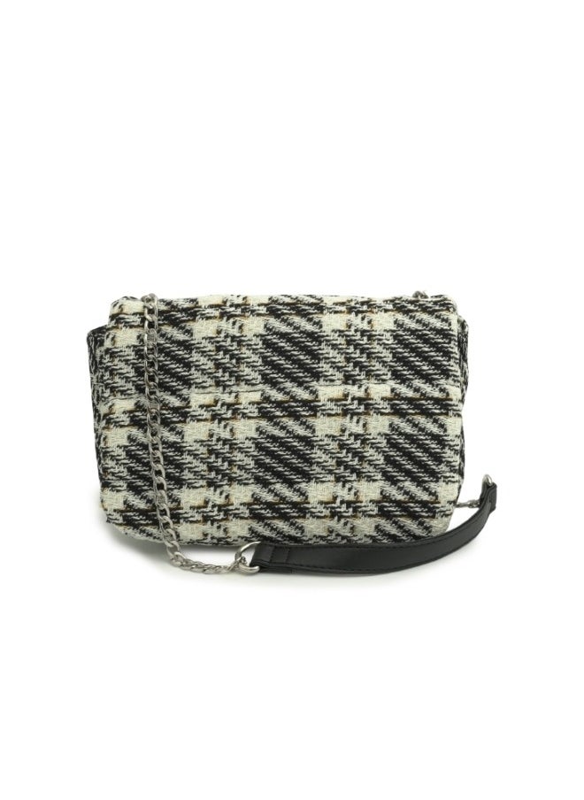 Plaid Chain Strap Crossbody Bag