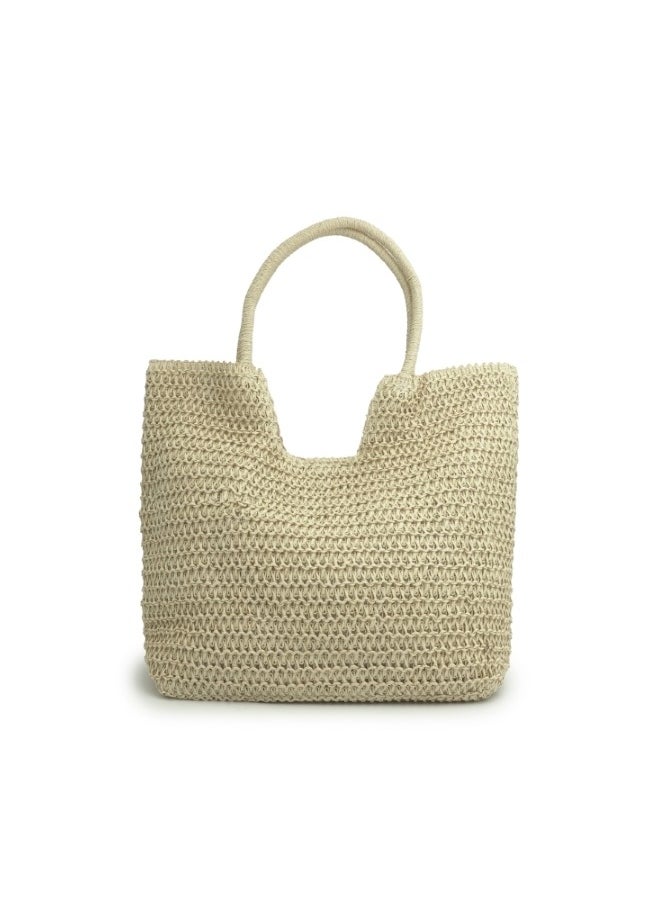 Elegant Beige Woven Tote Bag