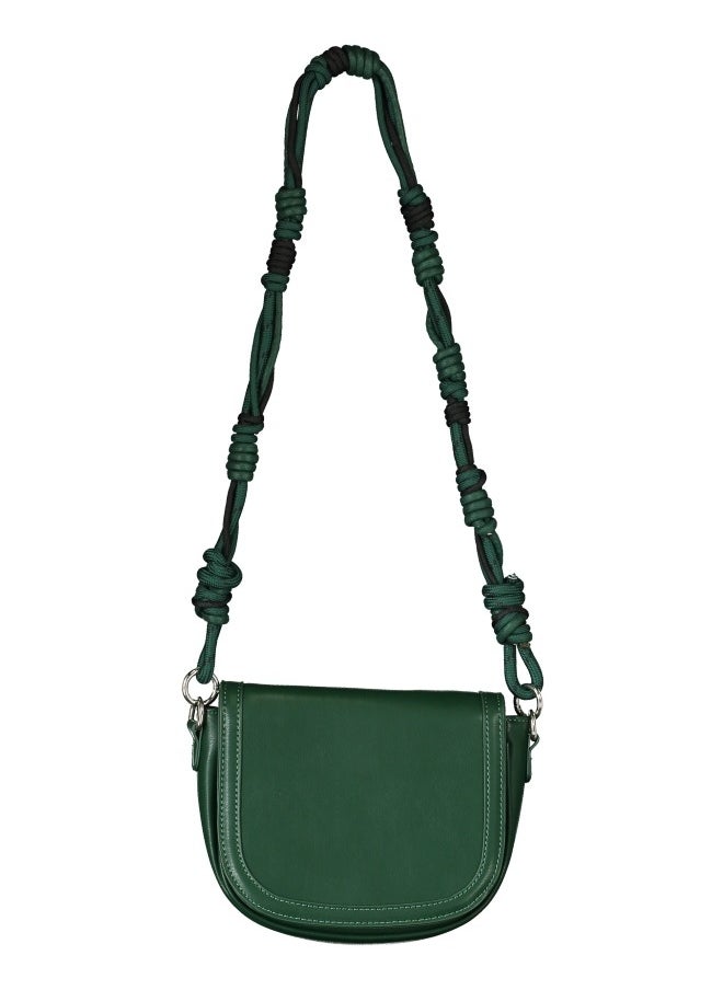 Elegant Green Shoulder Bag with Knotted Strap