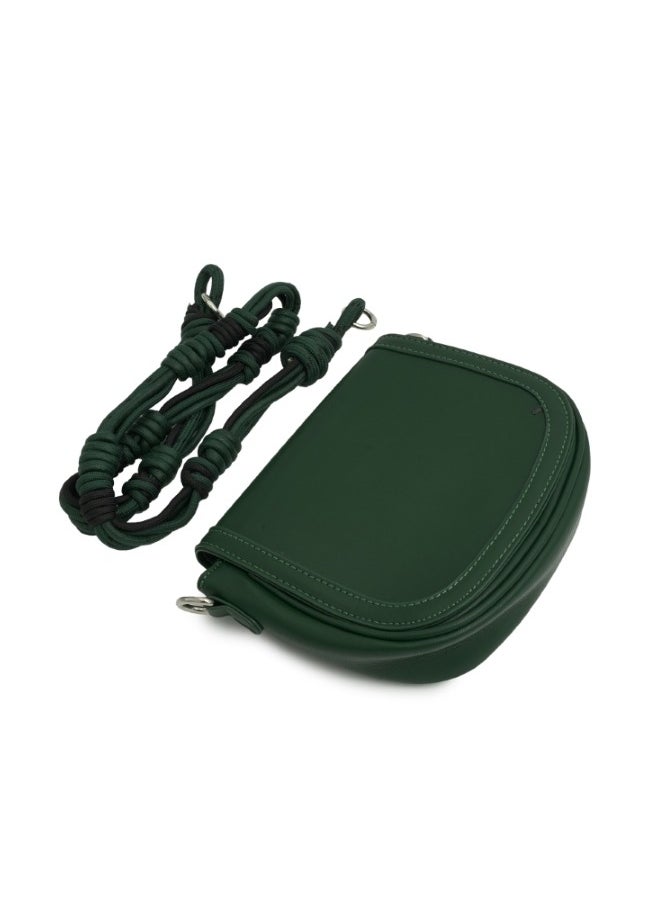 Elegant Green Shoulder Bag with Knotted Strap