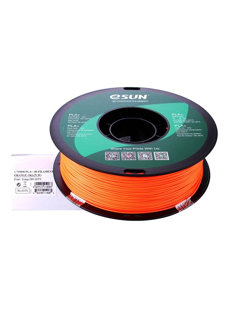 Esun 3D Printer Filament PLA+ 1.75 mm Dimensional Accuracy +/- 0.05 mm 1 Kg (2.2 lbs) Spool 3D Printing Material for 3D Printers – Orange