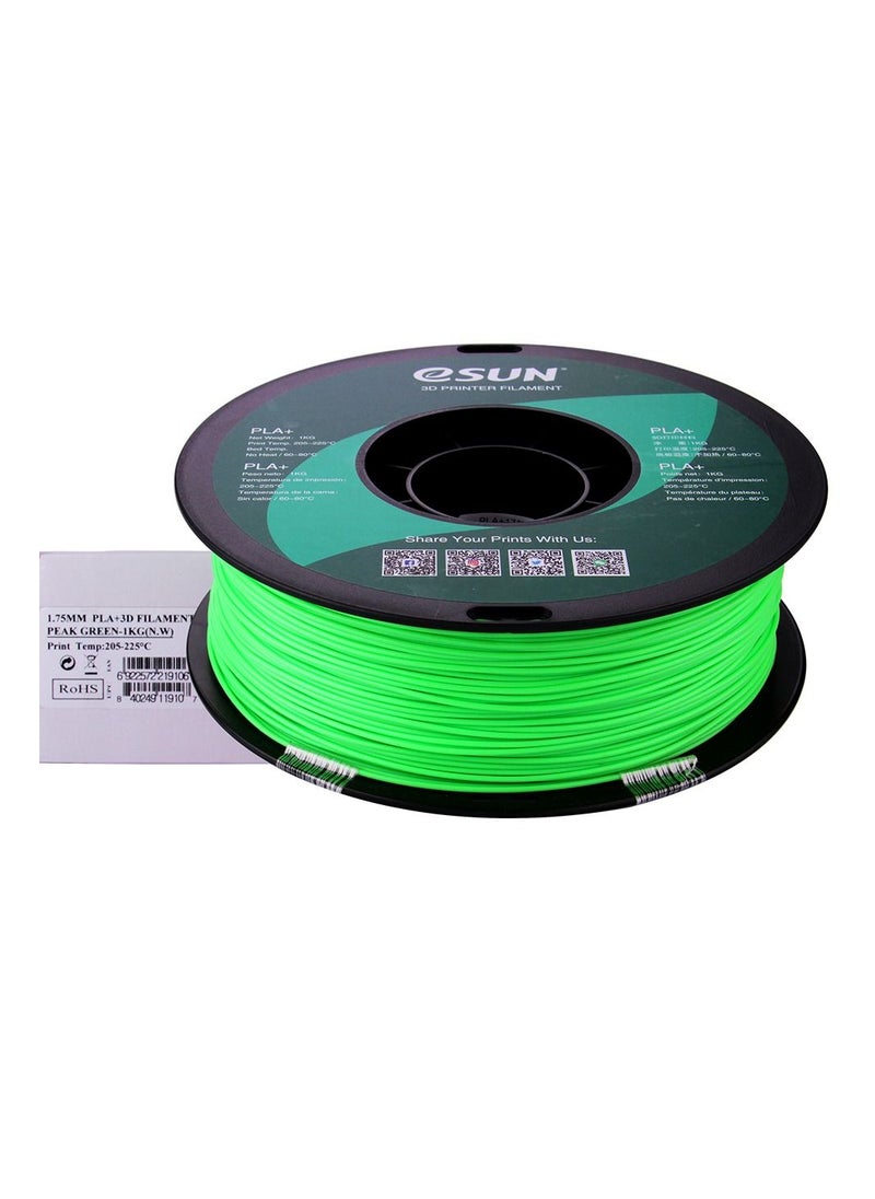 Esun 3D Printer Filament PLA+ 1.75 mm Dimensional Accuracy +/- 0.05 mm 1 Kg (2.2 lbs) Spool 3D Printing Material for 3D Printers – Peak Green