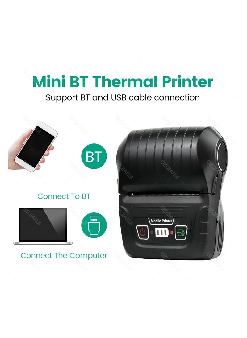 Smart Mini Portable Bluetooth Receipt Printer 58mm Wireless Thermal Printer for Bills and Cash Tickets Ideal for Supermarkets and Offices