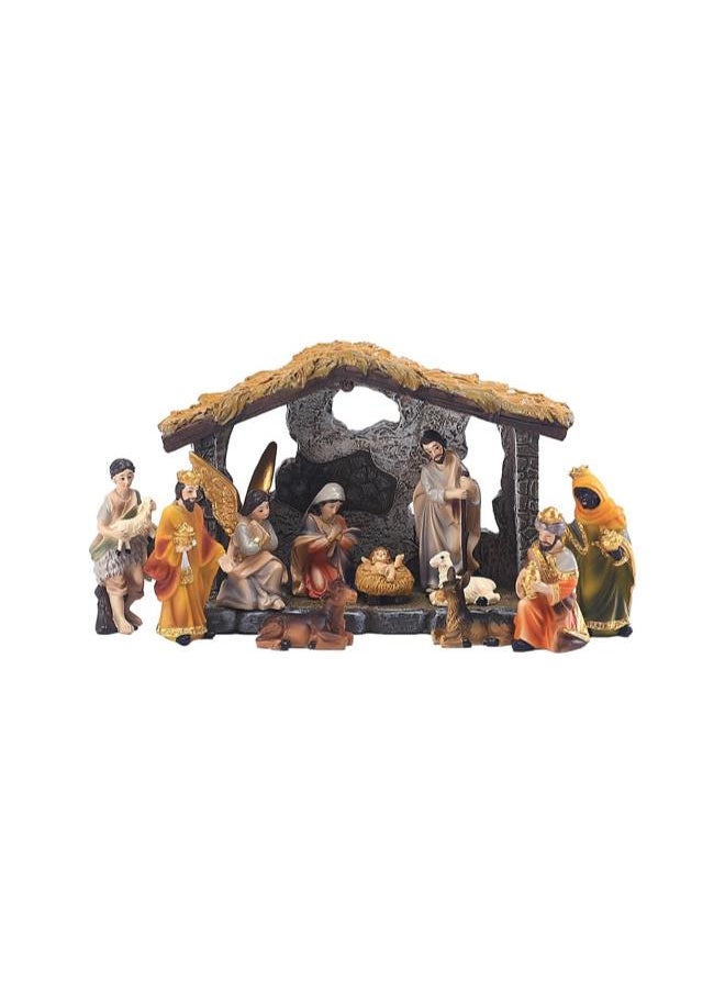 12 Pieces Nativity Set for Christmas Indoor, Real Nativity Scene Figurines Christmas Nativity Sets & Figures Manger Scene Resin Crafts for Christmas Decoration