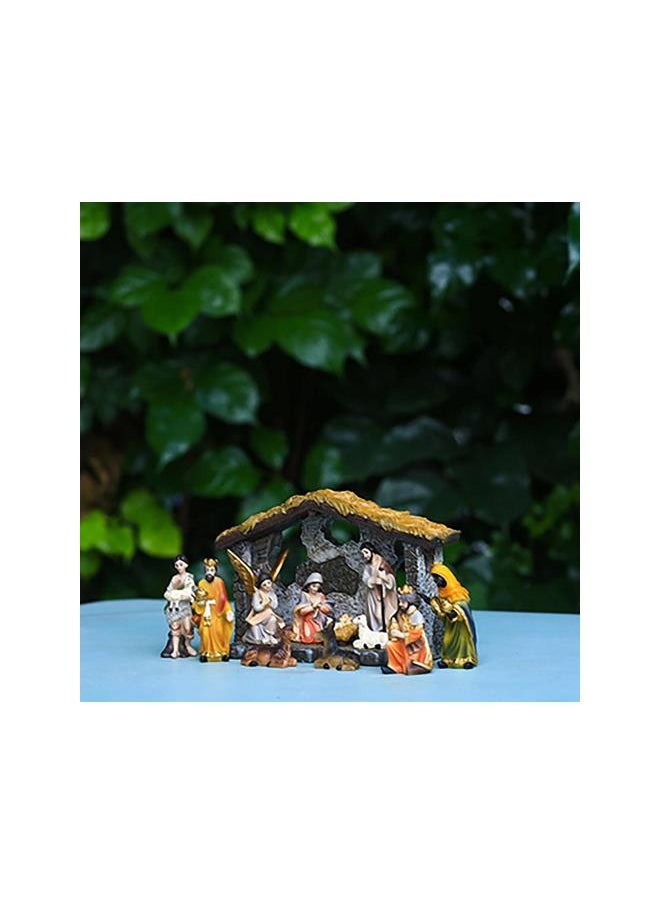 12 Pieces Nativity Set for Christmas Indoor, Real Nativity Scene Figurines Christmas Nativity Sets & Figures Manger Scene Resin Crafts for Christmas Decoration