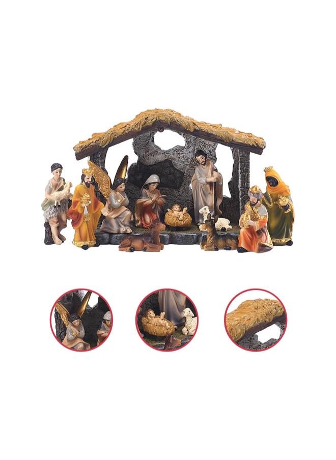 12 Pieces Nativity Set for Christmas Indoor, Real Nativity Scene Figurines Christmas Nativity Sets & Figures Manger Scene Resin Crafts for Christmas Decoration