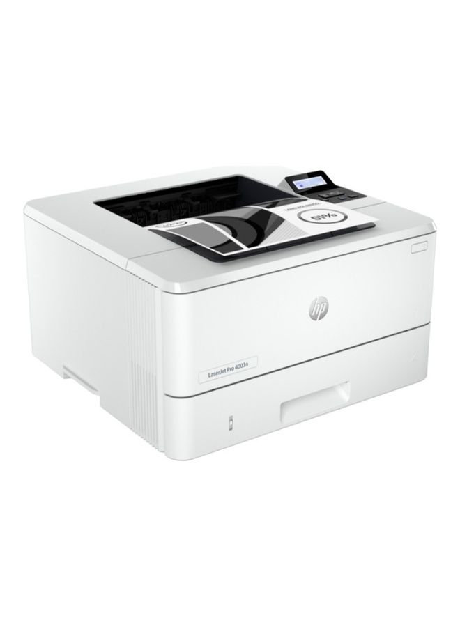 LaserJet Pro 4003n A4 Black and White Printer, Prints Up to 42/40 ppm, 1200 x 1200 dpi Resolution, Up to 900 Sheets Input Capacity, LCD Graphic Display, USB 2.0 / Ethernet | 2Z611A White