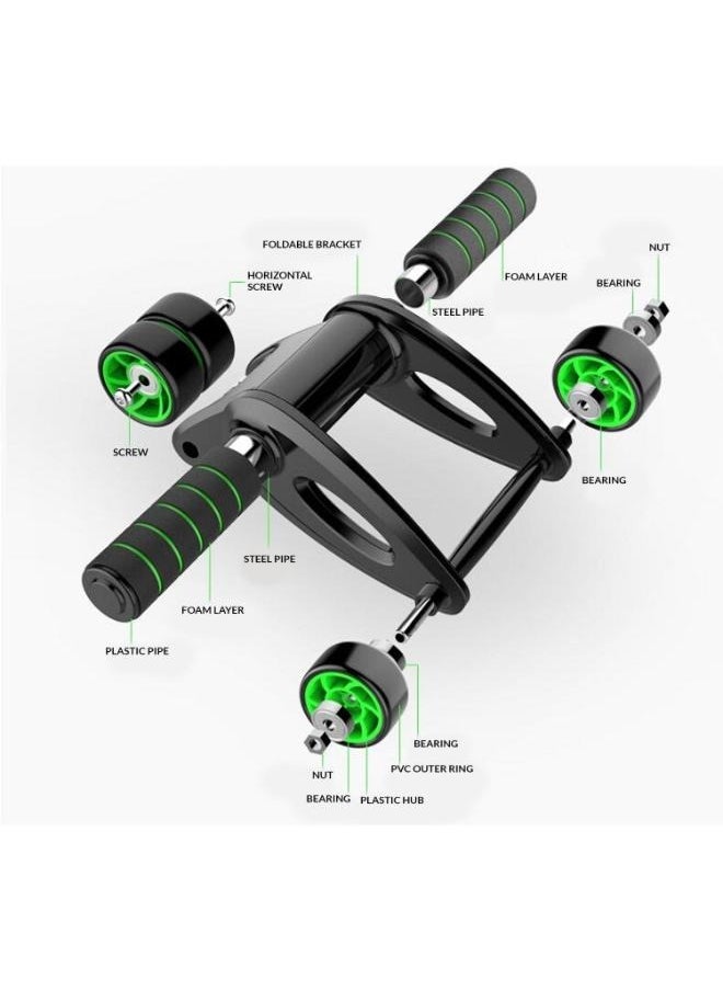 4-Wheel Abdominal Roller, Ergonomic Noise-Free Abs Exercise Wheel for Fitness and Workout