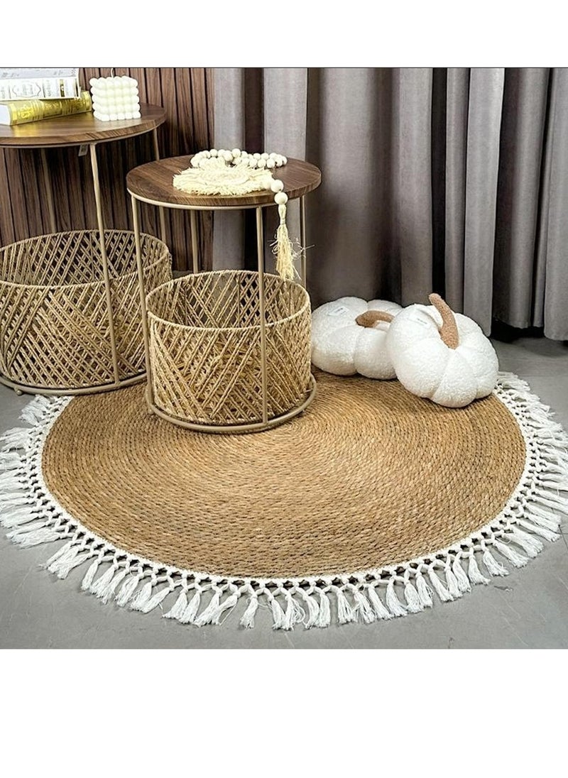 FFD Handwoven Boho Chic Jute Rug - Eco-Friendly Artisanal Design in Versatile Sizes, Perfect for Cozy u0026 Stylish Home Decor