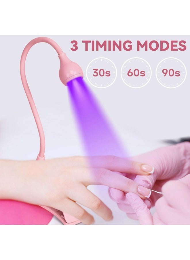 Gel X Lamp Portable Gooseneck Uv Lamp For Gel Polish 3W Led Nail Lamp Plug-In Uv Light For Nails Touch Control Professional Nail Tips Art Diy Manicure Home Salon (Pink)