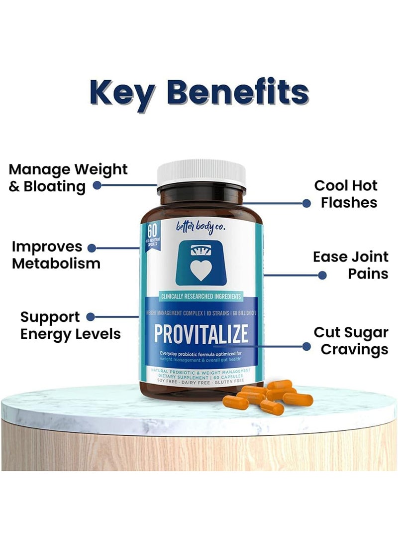 Original Provitalize Natural Menopause Probiotics For Weight Gain Hot Flashes Night Sweats Low Energy Mood Swings Gut Health