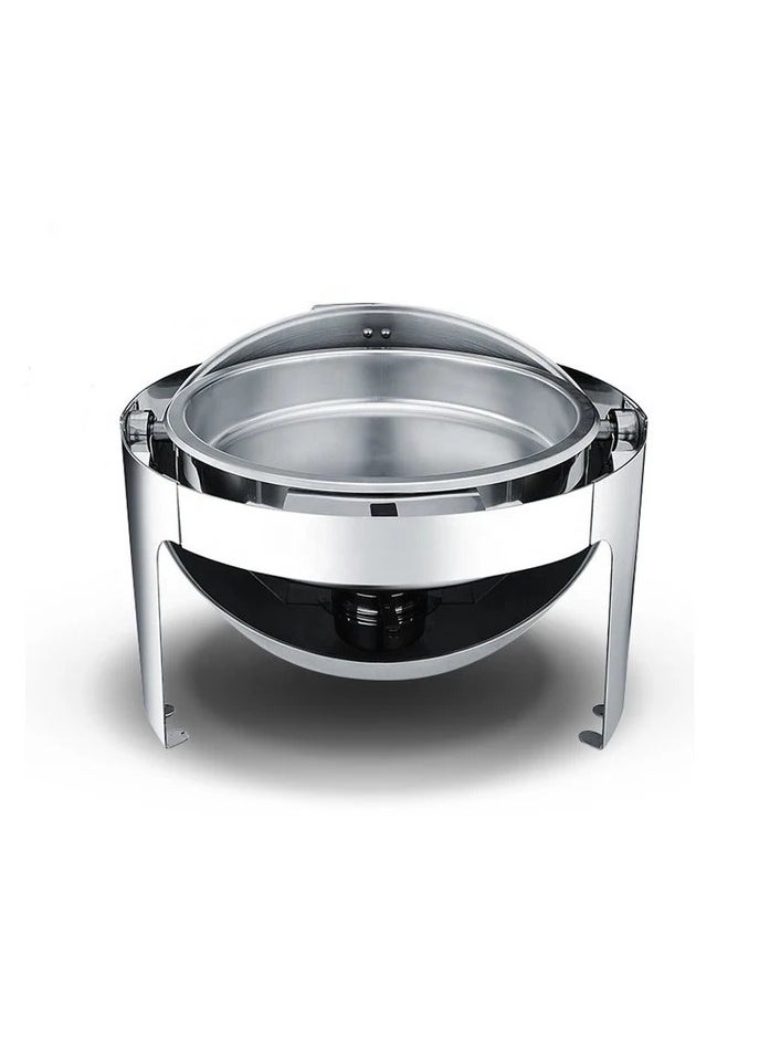 AFCO Stainless Steel Round Roll Chafing Dish, 6L Capacity, for Hotels, Restaurants, Catered Events, Weddings, Silver