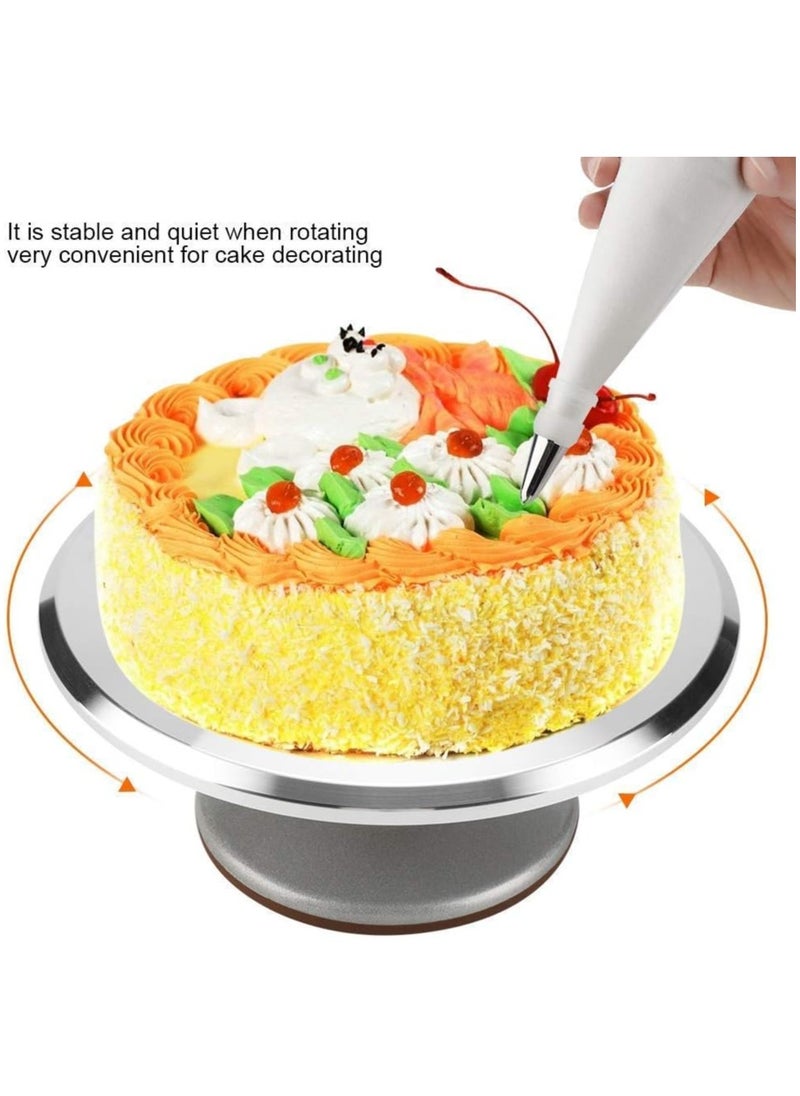 Cake Turntable,12inch Aluminum Cake Turntable Rotating Revolving Decorating Stand Pastry Baking Decor Tool for Icing and Cake Decorating