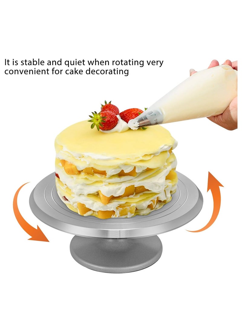 Cake Turntable,12inch Aluminum Cake Turntable Rotating Revolving Decorating Stand Pastry Baking Decor Tool for Icing and Cake Decorating