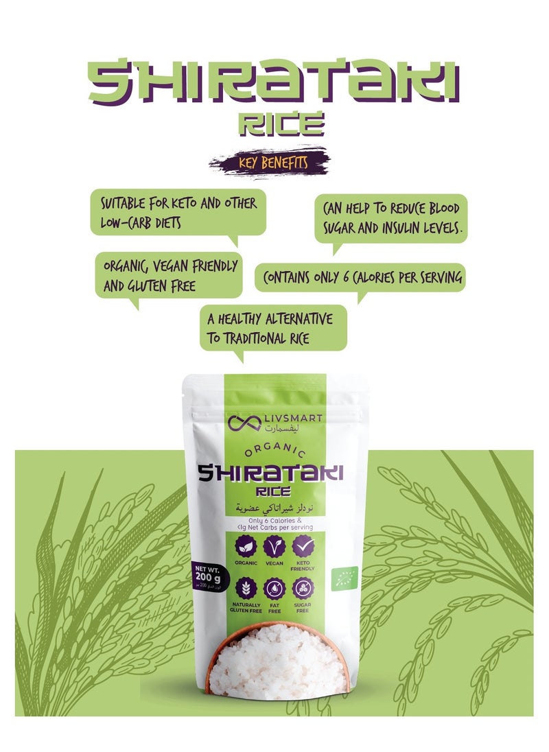 Organic Shirataki (Konjac) Combo  Keto Noodles 200g x 2 And Keto Rice 200g x 2 (Combo Pack Of 4)