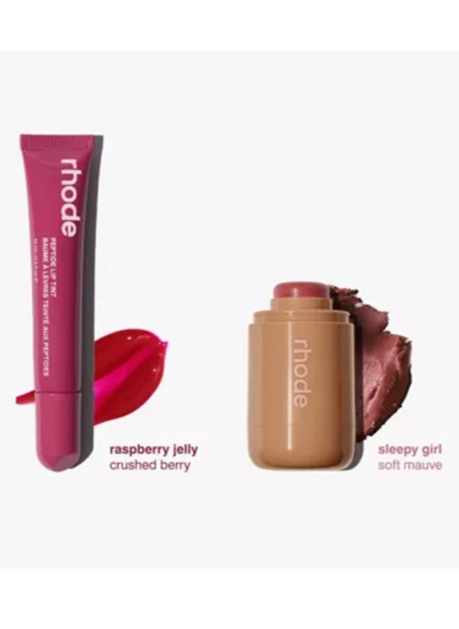 A Creamy Blush 0.18 OZ+ Peptide Lip Tint 10ML (Sleepy Girl + Raspberry Jelly)