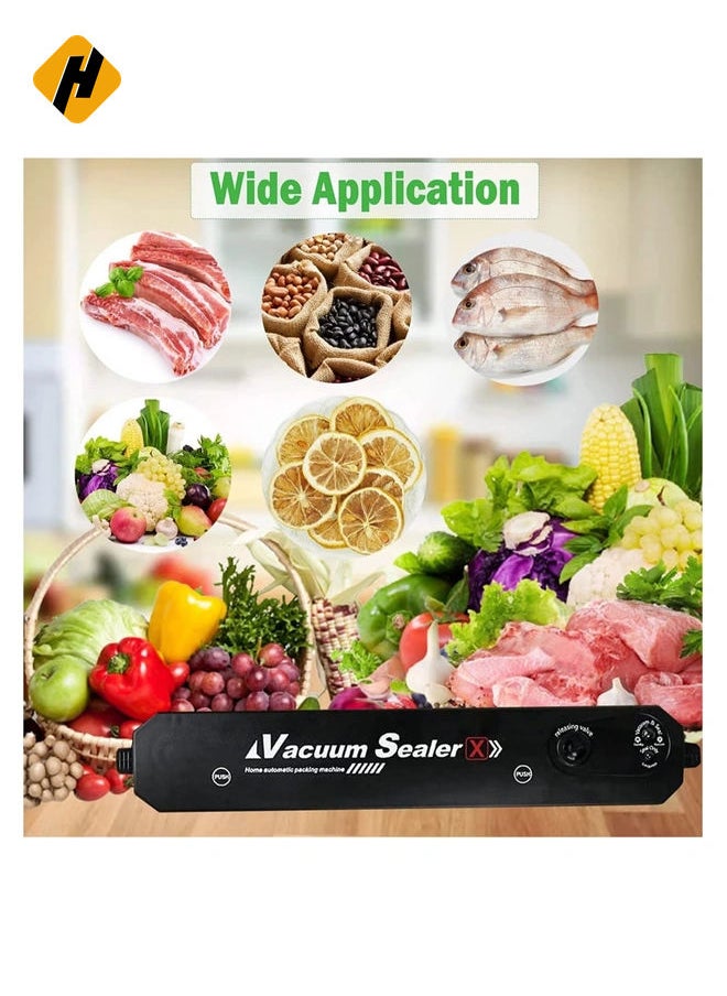 Vacuum Sealer with 10 Sealer Bag Vacuum Sealer Machine Automatic Food Vacuum Sealer for Food Savers Storage Household Black Food Sealer