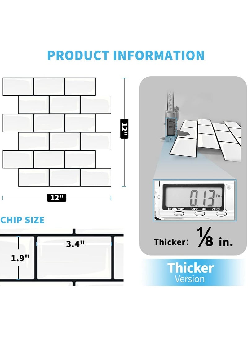 Subway Tiles Peel and Stick Backsplash, 12inch x 12inch Stick on Tiles Kitchen Backsplash (10 Tiles, Thicker Version)