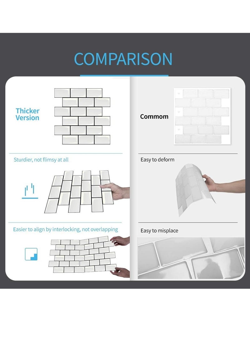 Subway Tiles Peel and Stick Backsplash, 12inch x 12inch Stick on Tiles Kitchen Backsplash (10 Tiles, Thicker Version)