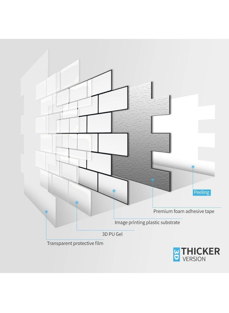 Subway Tiles Peel and Stick Backsplash, 12inch x 12inch Stick on Tiles Kitchen Backsplash (10 Tiles, Thicker Version)