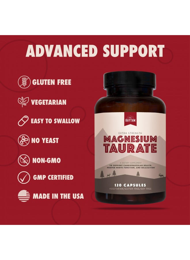 Natural Rhythm Magnesium Taurate, High Absorption Taurate, 750Mg (150Mg ofElemental Magnesium) 120 Capsules