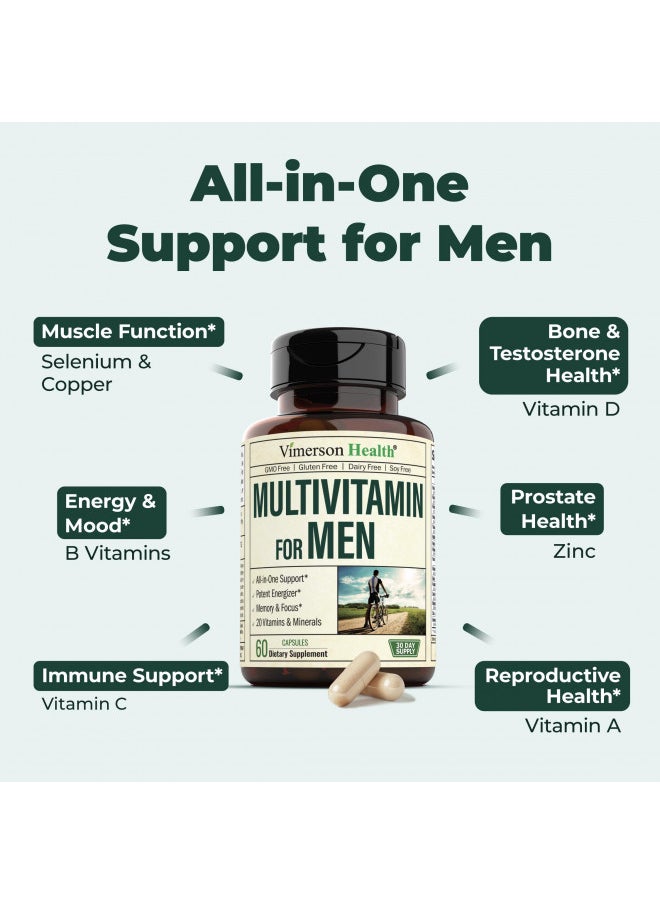 Multivitamin For Men   Complete Mens Multivitamins & Multiminerals With Vitamin A, C, D, E, B12, Zinc & More Essential Vitamins For Men   Mens Vitamins For Energy, Focus, and Mens Health. 60 Capsules