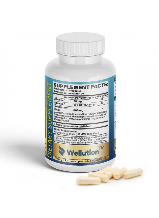 Wellution Height Growth Maximizer Natural Supplement For Bone Strength & Support Made In Usa Calcium Enriched Pills