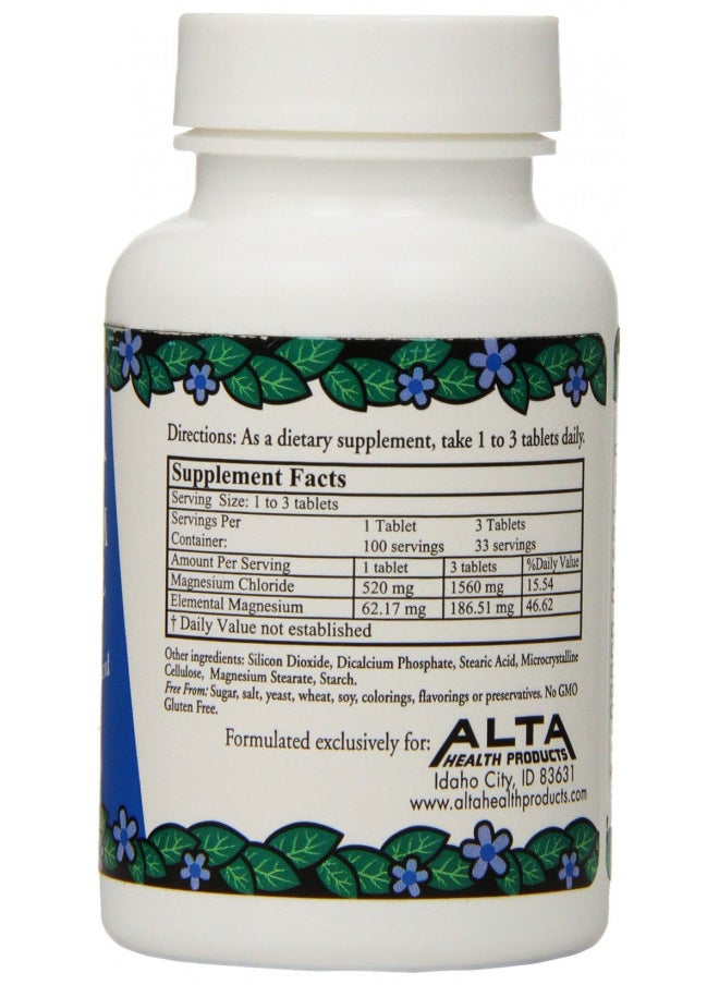 Alta Health Magnesium Chloride Tablets, 100 Count