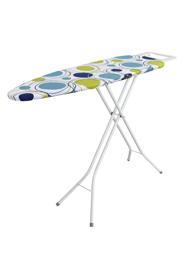 Lightweight Folding Ironing Board Iron Board Iron Rest Sturdy 4 Leg With Strong Frame And 100% Cotton Cover Ironing Boards Free Standing Compact Easy Carry (122x38cm)