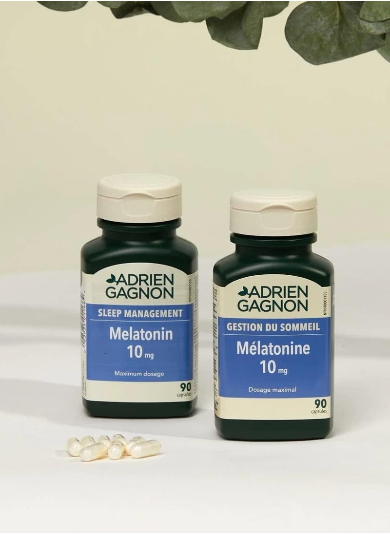 Adrien Gagnon Melatonin 10 mg Extra-Strength for Faster and Deeper Sleep 90Capsules