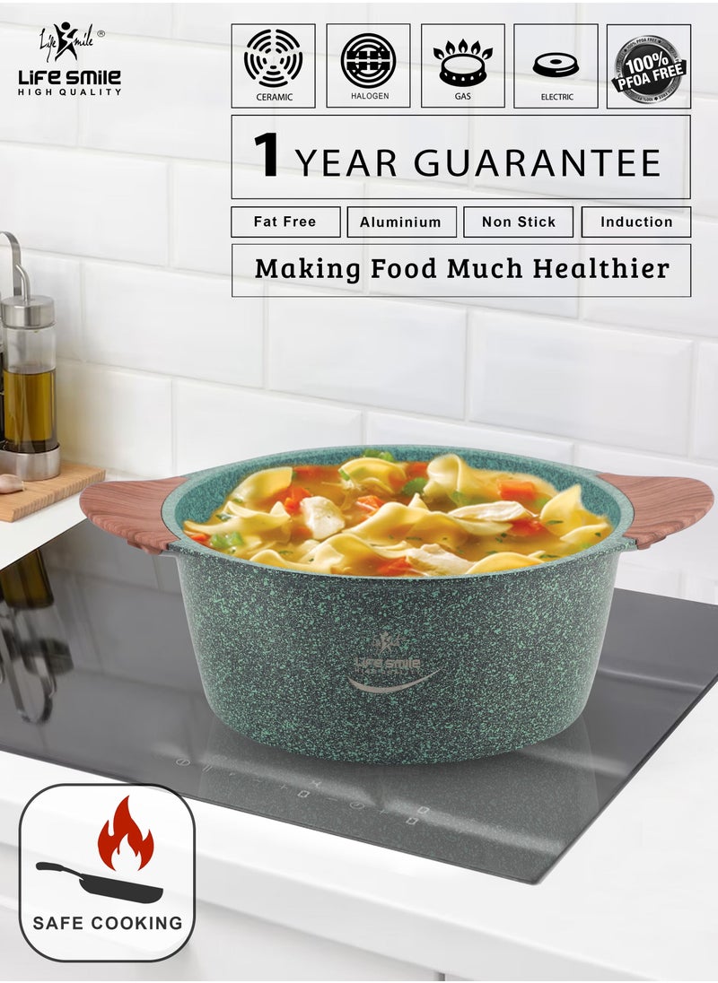 Non Stick Cookware Sets - 17Pcs Granite Cookware Set Induction Pots and Pans Set Include 20/24/28/32cm Stock Pots, 28cm Fry Pan, 32cm Double Grill Pan - Healthy 100% PFOA Free - Oven & Dishwasher Safe