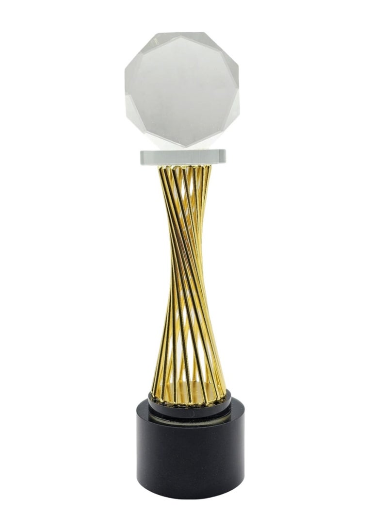 Professional crystal trophy award with metal glass