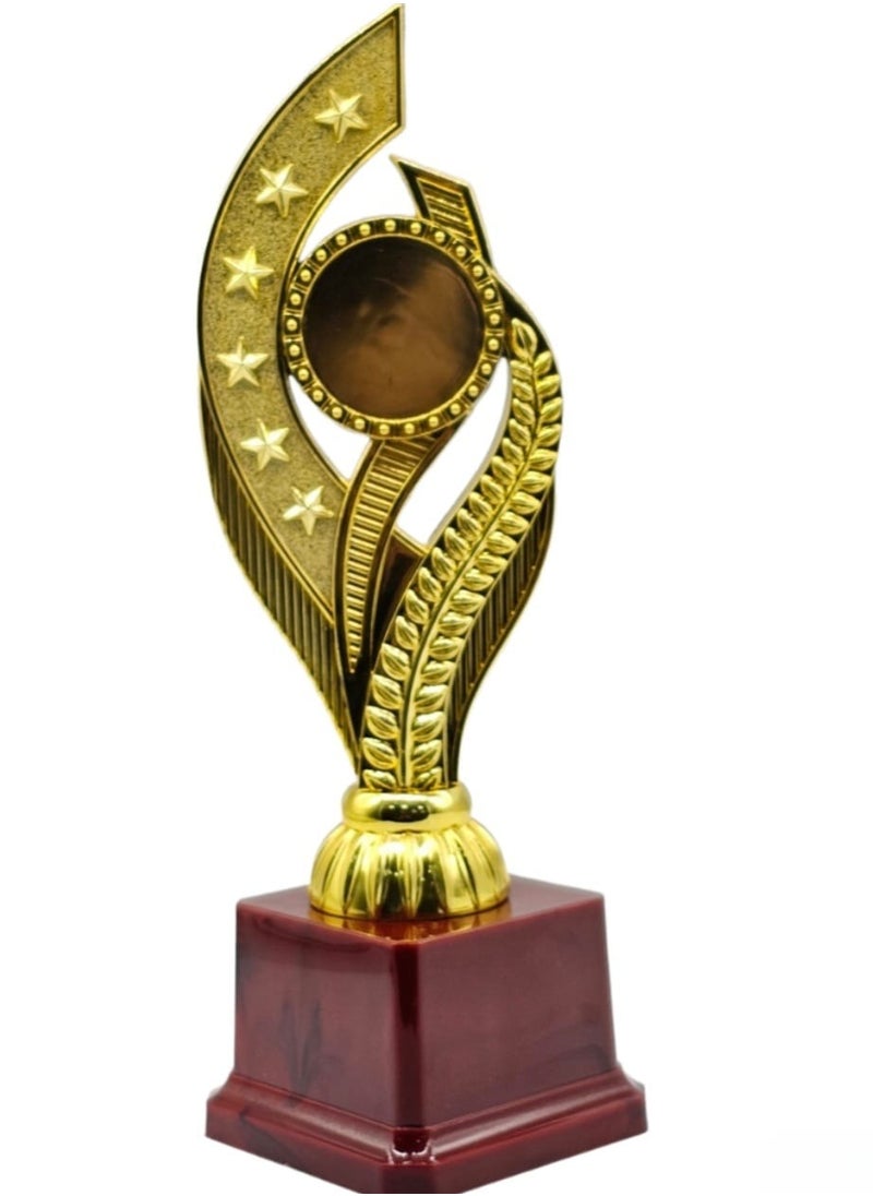 Universal Trophy in Gold with Wooden Base – Premium Award for Excellence in Sports, Academics & Competitions