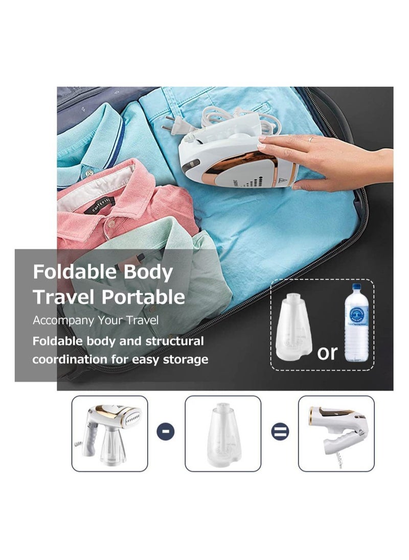 Steamer Iron 1600W Portable Garment Steamer for Clothes, Travel Steamer with Detachable 250ml Water Tank, Foldable Handle, Fast Heat Up in 20s