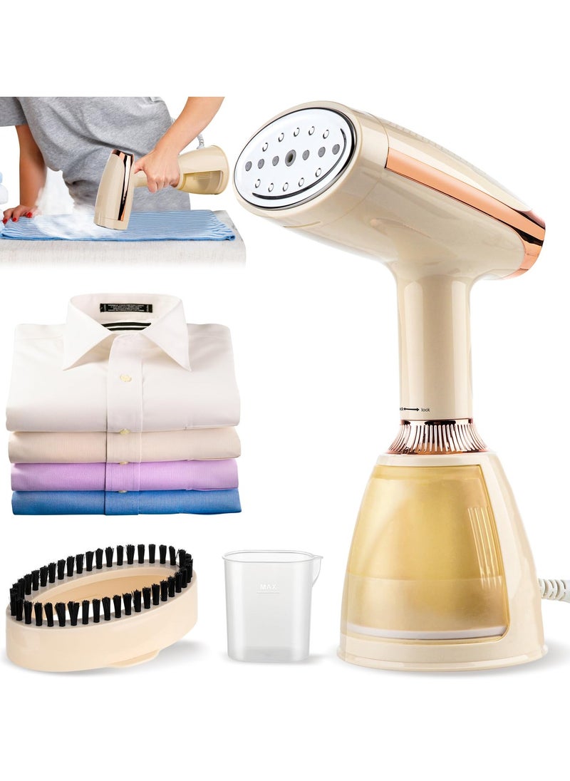 Portable 1500W Handheld Clothes Steamer, Fast 30s Heat-Up, 280ml Capacity, Perfect for Home, Office and Travel, Includes Brush and Measuring Cup