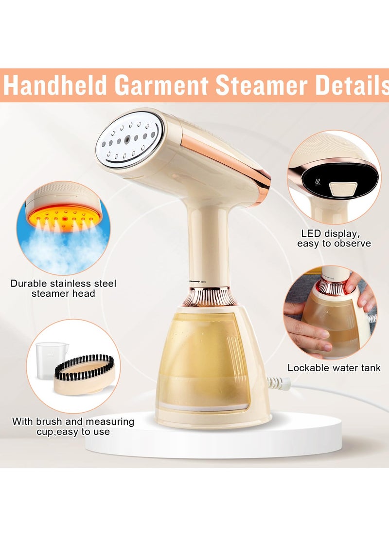 Portable 1500W Handheld Clothes Steamer, Fast 30s Heat-Up, 280ml Capacity, Perfect for Home, Office and Travel, Includes Brush and Measuring Cup