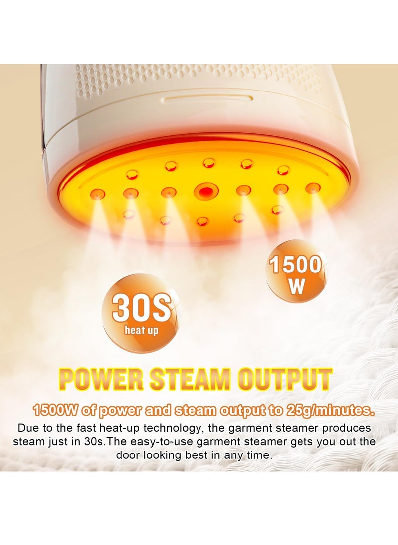 Portable 1500W Handheld Clothes Steamer, Fast 30s Heat-Up, 280ml Capacity, Perfect for Home, Office and Travel, Includes Brush and Measuring Cup