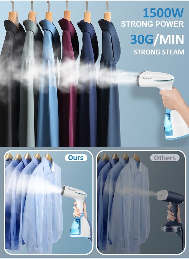 Garment Steamer Iron,High-Power Handheld Garment Steamer Clothes Steamer Portable Steam Iron 30s Fast Heat-up Ironing Wrinkle Remover -1500W 280ML