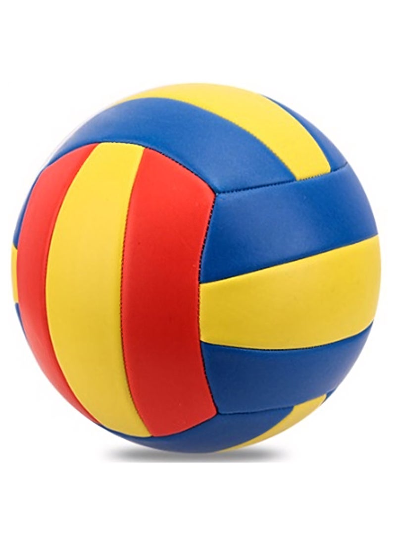 Soft Volleyball - Waterproof Indoor/Outdoor for Beach Play, Game, Gym, Training Official Size 5 - Volleyball in Red, Blue, and Yellow - Multi-Surface Pro Ball for Beach, Backyard and Court Games