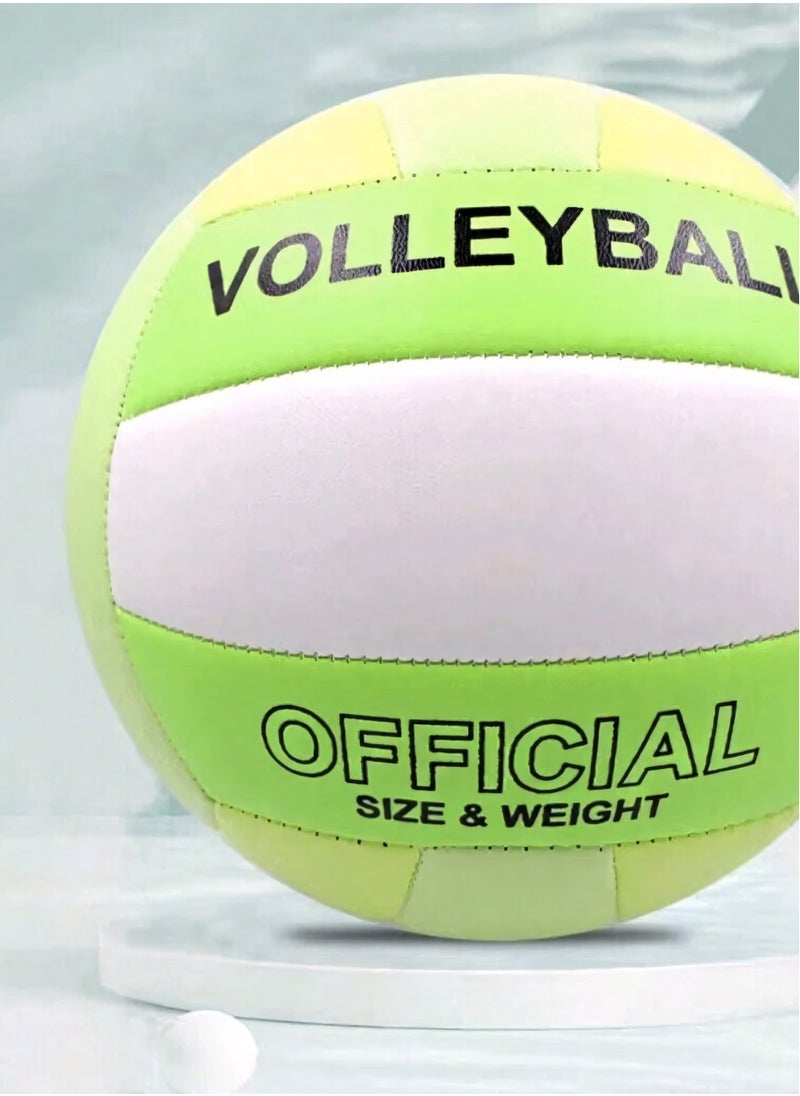 Soft Volleyball Waterproof Indoor/Outdoor for Beach Play, Game, Gym, Training Official Size 5 -Durable and Lightweight Volleyball in Green, Yellow, and White - High-Performance Design